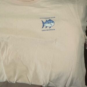 Southern Tide Cream Tee with Blue Fish Logo